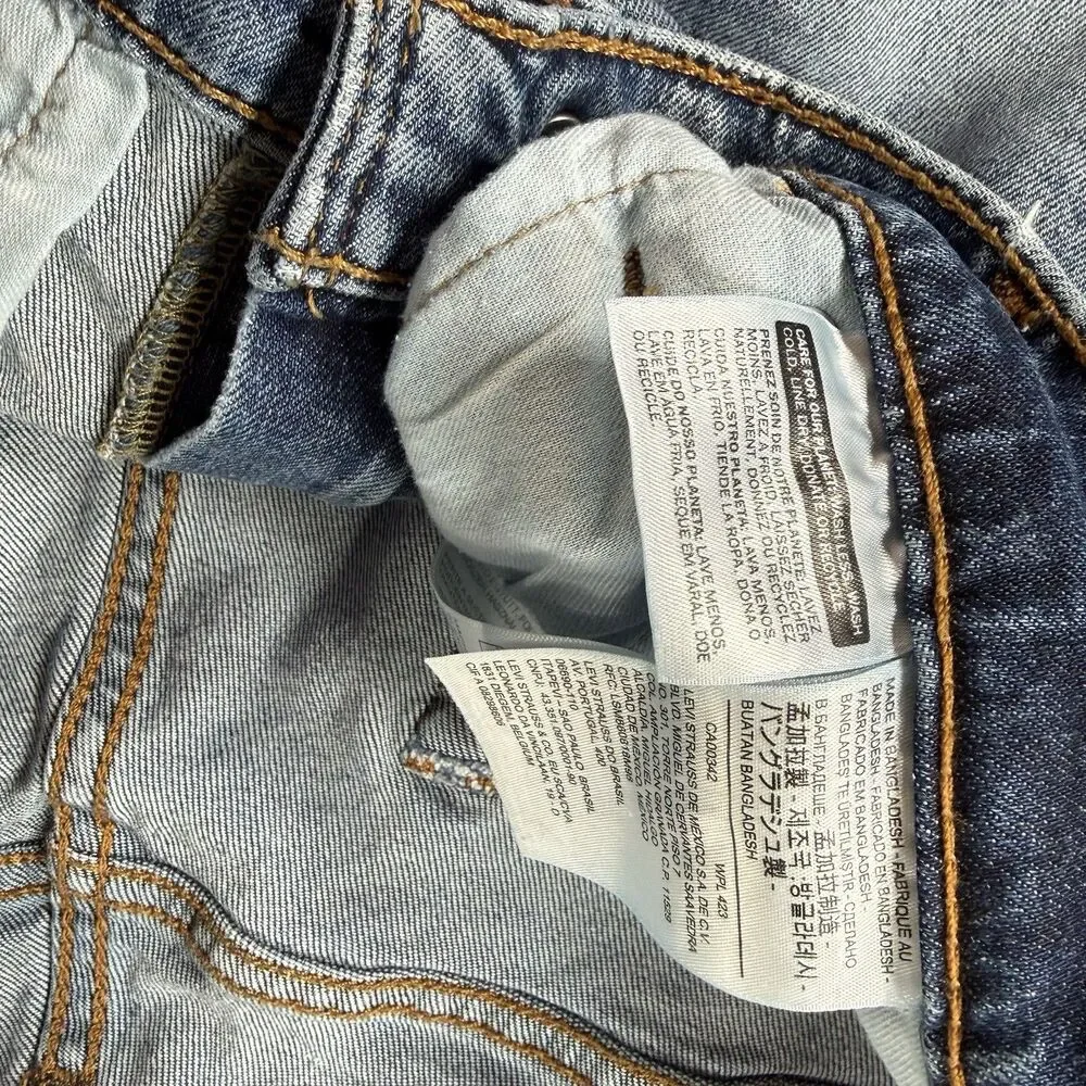 Levis 502 Jeans Mens 36x34 Blue Tapered Stretch Denim Dark Wash